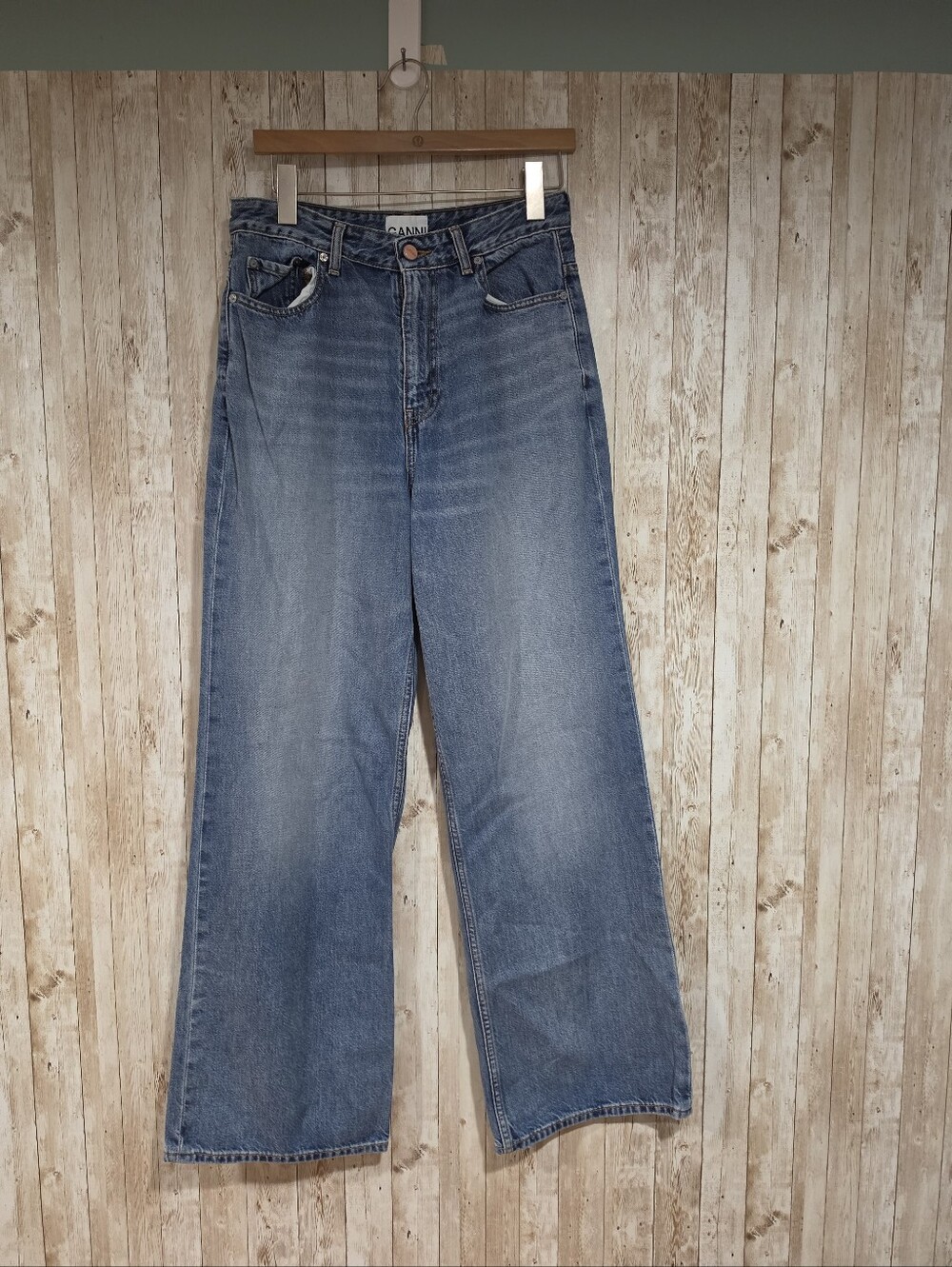 Ganni Magny Wide Leg Barrel Blue Jeans Size 29